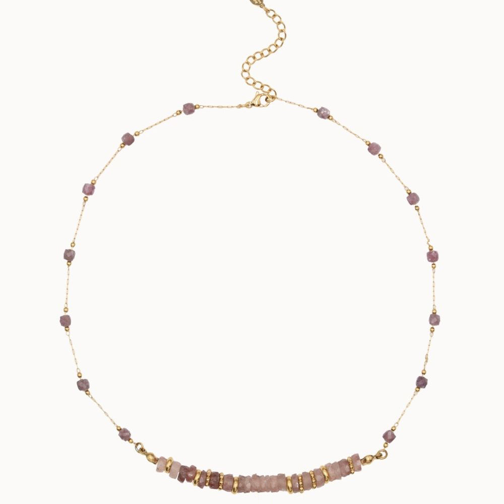 Collier Gaïa - Quartz Fraise
